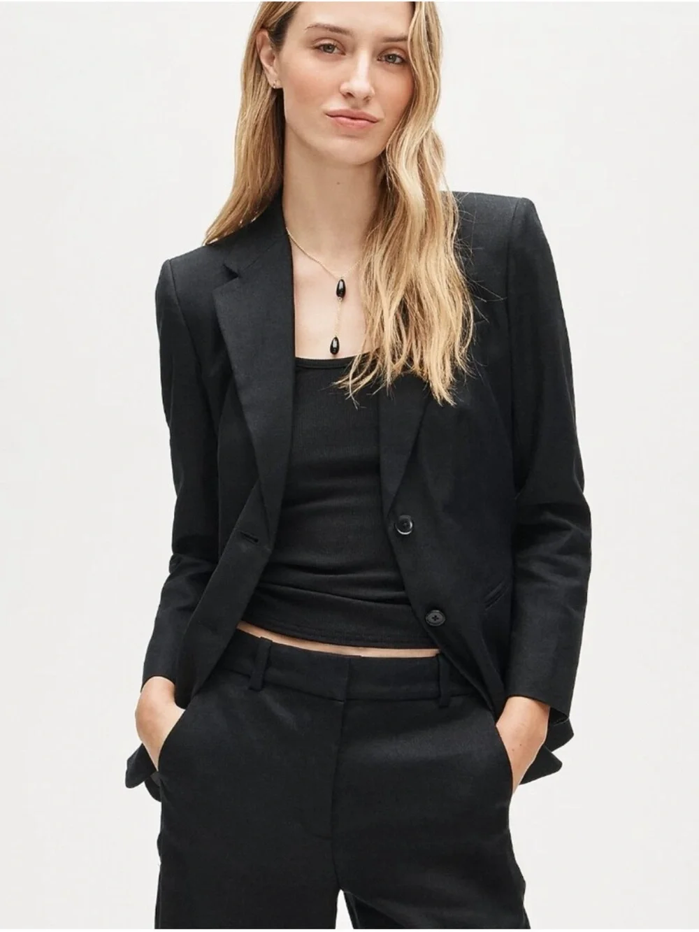 NEW J. Crew Margeaux blazer in Black stretch linen blend CS639 size 4 Petite